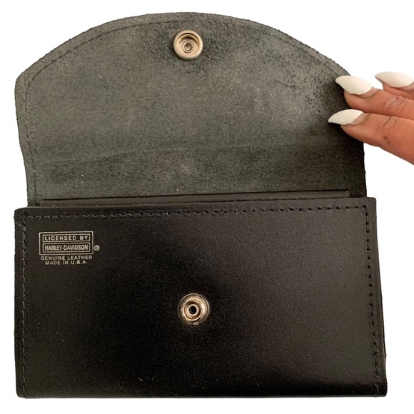 Vintage Harley Davidson Bar and Shield Black Genuine Leather Wallet Made in USA - Picture 6 of 13